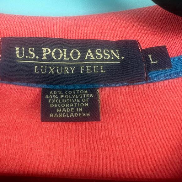 US Polo Assn. Coral Pink Men’s Short Sleeve Polo Size Large - Picture 3 of 4